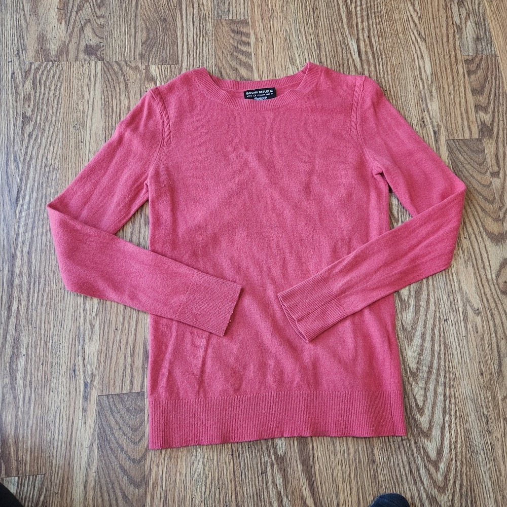 Banana Republic Wool Cashmere Blend Filpucci Yarn Women Sweater Small Pink Knit